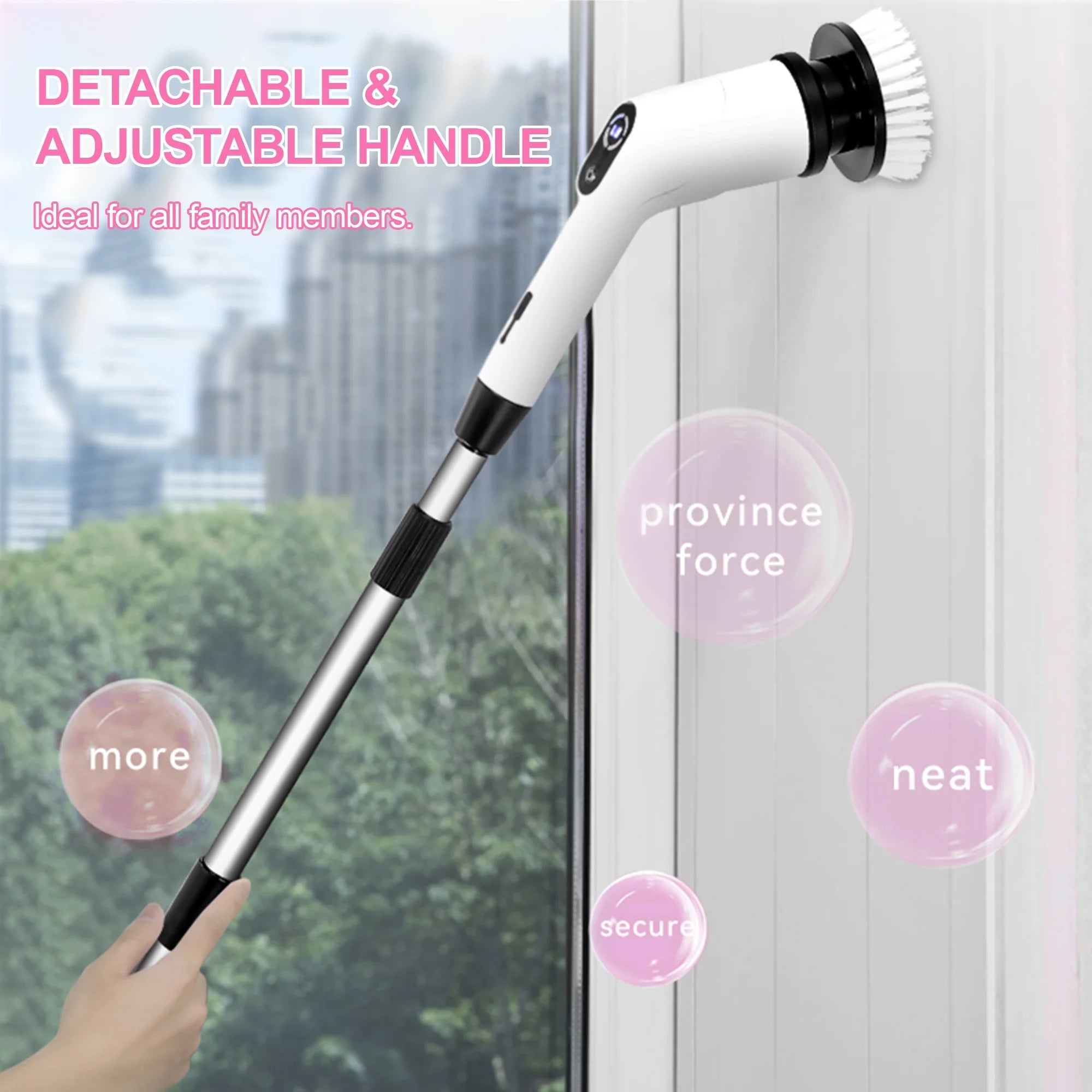 Electric Spin Scrubber,Cordless Cleaning Brush,Shower Cleaning Brush with 8 Replaceable Brush Heads, Power Scrubber 3 Adjustable Speeds,Adjustable & Detachable Long Handle,Voice Broadcast